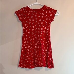 Red Casual Sheath Dress with Cap Sleeves and Crew Neck